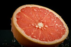 ai gegenereerd grapefruit Aan zwart achtergrond foto