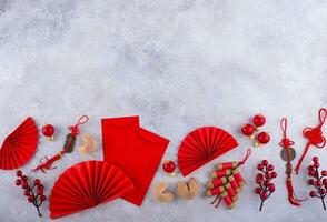 Chinese nieuw jaar concept met rood decoratie. foto