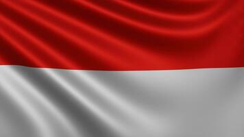 geven van de Indonesië vlag fladdert in de wind detailopname, de nationaal vlag van foto