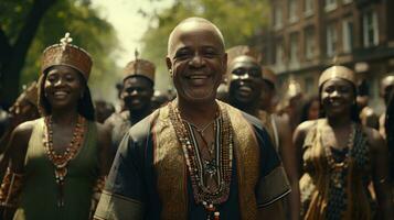 ai gegenereerd een Mens in een traditioneel Afrikaanse kleding, vervelend een glimlach. generatief ai foto