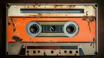 ai gegenereerd generatief ai, foto van oud audio plakband cassette, wijnoogst nostalgisch voorwerp voor de ontwerp van de 80s