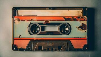 ai gegenereerd generatief ai, foto van oud audio plakband cassette, wijnoogst nostalgisch voorwerp voor de ontwerp van de 80s