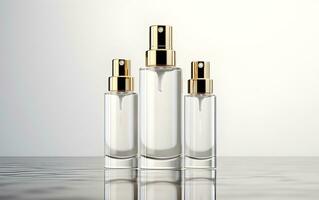 ai gegenereerd parfum fles mockup met wit achtergrond foto