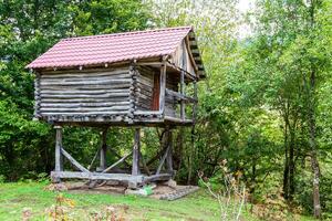 oud log cabine voor opslaan gewassen in adjara foto