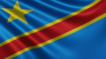 geven van de democratisch republiek van de Congo vlag fladdert in de wind dichtbij foto