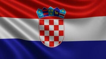 geven van de Kroatië vlag fladdert in de wind detailopname, de nationaal vlag van foto