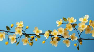 ai gegenereerd misha Afdeling met geel bloemen Aan een blauw achtergrond animatie foto