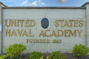 marine- middelbare school, annapolis, md, Verenigde Staten van Amerika 2023. hoofd Ingang in de Verenigde staten marine- academie Bij annapolis md foto