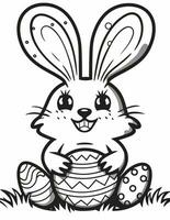 ai gegenereerd mooi Pasen konijn met Pasen ei kleur bladzijde voor kinderen voor Pasen foto