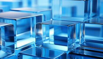 ai gegenereerd meetkundig abstract achtergrond met blauw glas kubussen. generatief ai foto