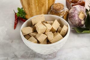 veganistisch keuken - biologisch tofu kaas foto