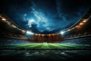 ai gegenereerd Amerikaans voetbal stadion Bij nacht foto