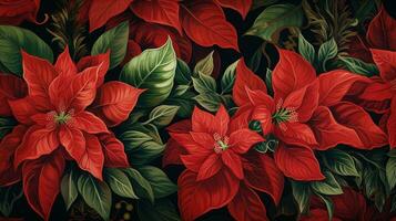 ai gegenereerd Aan rood kerstster en bloemen, foto