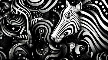 ai gegenereerd abstract futuristische samenstelling in zwart en wit kleuren. neo volk stijl foto