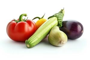 ai gegenereerd verzameling van divers groenten Aan wit achtergrond foto