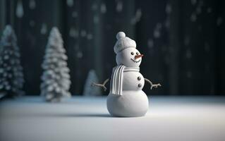 ai gegenereerd gelukkig schattig sneeuwman glimlachen met groot ogen foto