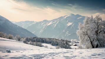 ai gegenereerd winter sneeuw landschap foto