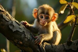 ai gegenereerd schattig weinig baby geit in de veld- ai gegenereerd foto