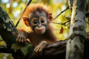 ai gegenereerd schattig weinig baby geit in de veld- ai gegenereerd foto