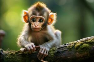 ai gegenereerd schattig weinig baby geit in de veld- ai gegenereerd foto