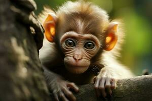 ai gegenereerd schattig weinig baby geit in de veld- ai gegenereerd foto