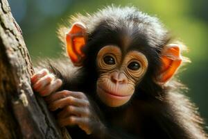 ai gegenereerd schattig weinig baby geit in de veld- ai gegenereerd foto