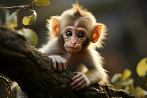 ai gegenereerd schattig weinig baby geit in de veld- ai gegenereerd foto