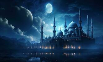 ai gegenereerd de moskee Bij nacht, foto