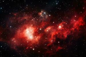 ai gegenereerd rood en wit sterren in ruimte, foto