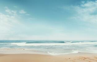 ai gegenereerd een leeg strand met een Open oceaan in achtergrond, foto