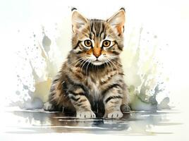 ai gegenereerd een schilderij van een kat zittend in water, foto