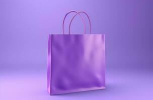 ai gegenereerd een Purper boodschappen doen zak tegen een Purper achtergrond foto