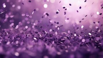 ai gegenereerd Purper en Purper confetti, schitteren en confetti foto