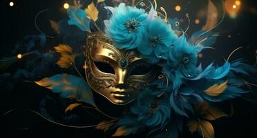 ai gegenereerd mardi gras masker de fleurs achtergronden foto