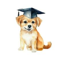 ai gegenereerd schattig waterverf hond in diploma uitreiking pet geïsoleerd foto