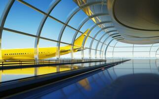 ai gegenereerd luchthaven, realistisch blauw luchten foto