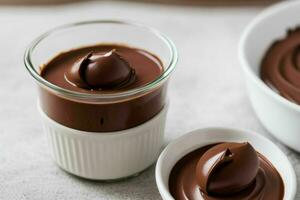 ai gegenereerd chocola pudding. pro foto