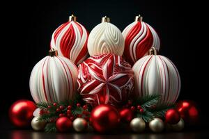 ai gegenereerd snoep wandelstokken ambacht feestelijk ornament vorm geven aan, Kerstmis afbeelding foto