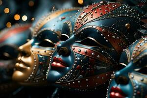 ai gegenereerd hemel- masker kunstenaarstalent nacht lucht sterrenbeelden in carnaval, feestelijk carnaval foto's foto
