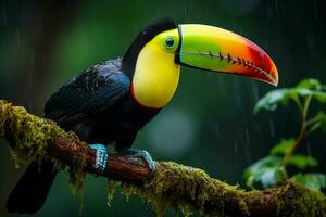 ai gegenereerd natuur reizen in centraal Amerika kiel gefactureerd toekan in panama's bebost paradijs ai gegenereerd foto