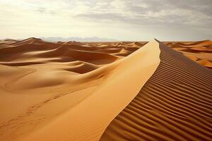 ai gegenereerd rollend oranje zand duinen en zand rimpelingen.ai gegenereerd. foto