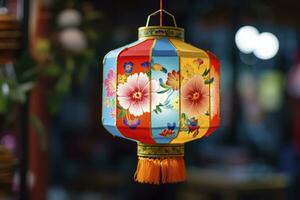ai gegenereerd kleurrijk festival lantaarns gedurende de Chinese traditioneel vakantie seizoen. ai gegenereerd foto
