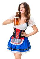 mooi jong brunette meisje van oktoberfeest bier stein foto