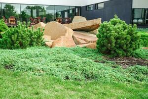 achtertuin met landschapsarchitectuur. foto