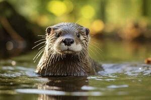 ai gegenereerd Otter in de water. foto