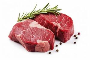 ai gegenereerd filet steak rundvlees vlees geïsoleerd Aan wit achtergrond. ai gegenereerd foto