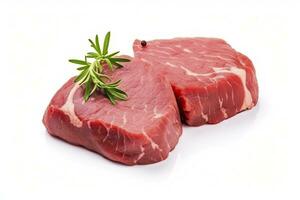 ai gegenereerd filet steak rundvlees vlees geïsoleerd Aan wit achtergrond. ai gegenereerd foto