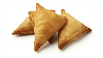 ai gegenereerd smakelijk samosa geïsoleerd Aan wit achtergrond. ai gegenereerd. foto