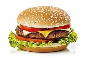 ai gegenereerd Hamburger geïsoleerd Aan wit achtergrond. ai gegenereerd foto