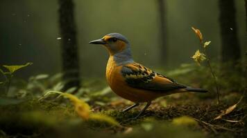 ai gegenereerd onderzoeken de rol van specifiek vogel soorten in zaad verspreiding, vergieten licht Aan hun bijdrage naar de regeneratie van de omgeving Woud. foto